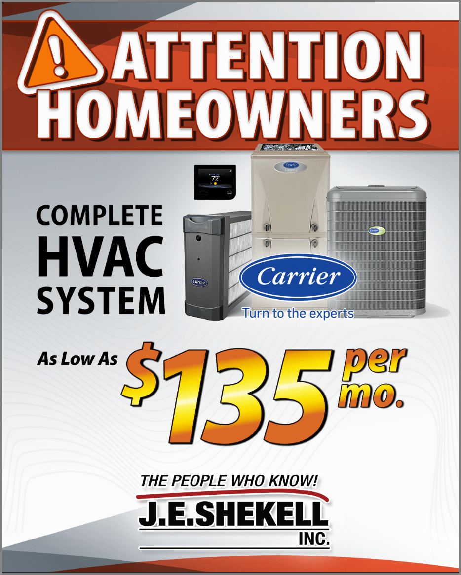 Complete HVAC system for as low as $135 per month!